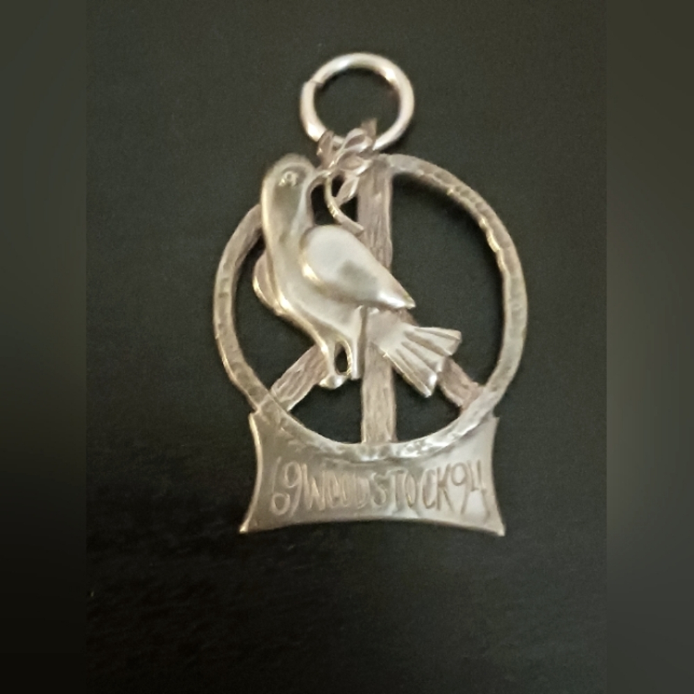 Vintage Sterling Woodstock Peace Sign/Dove Pendant